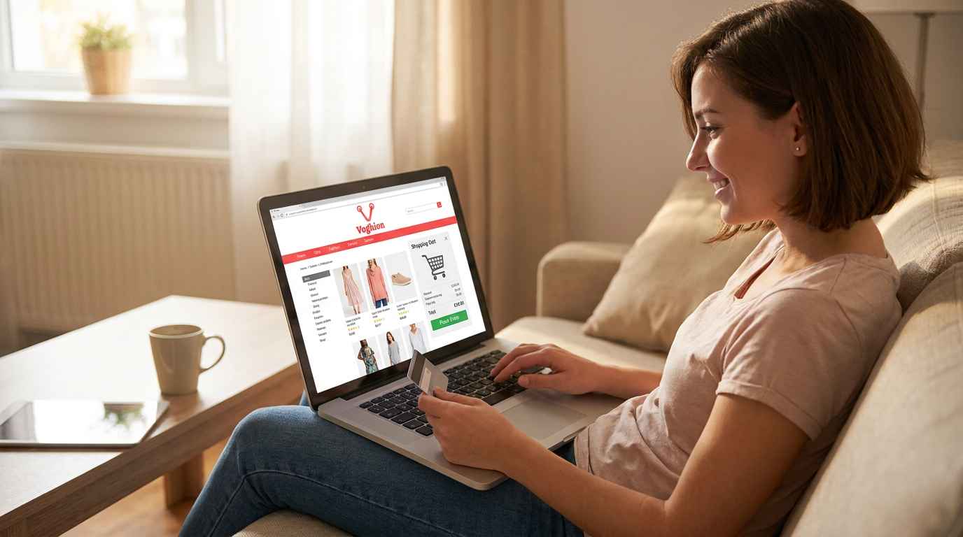 Personne en train d'acheter sur le site Voghion la mode à petits prix