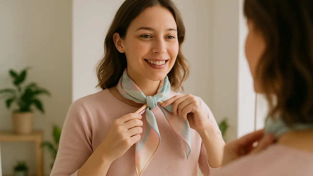découvrez comment nouer un foulard en soie autour du cou