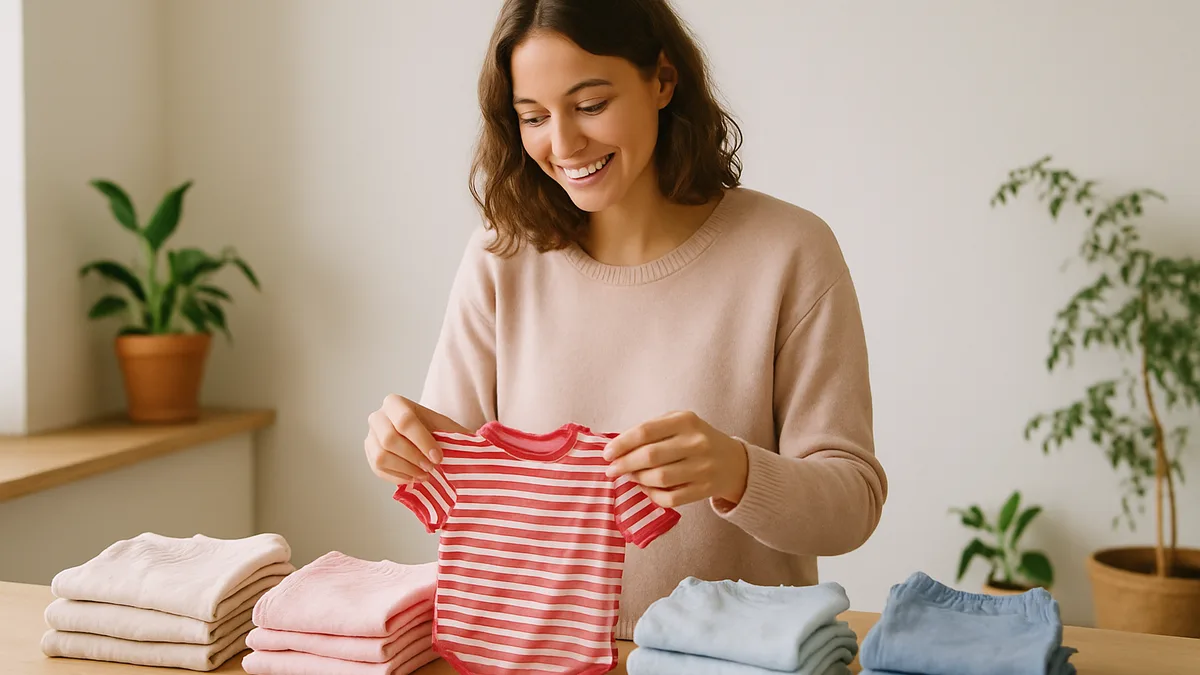 découvrez une friperie enfant avec des vêtements rangés par taille