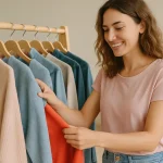 deux personnes qui chinent des vetements en friperie
