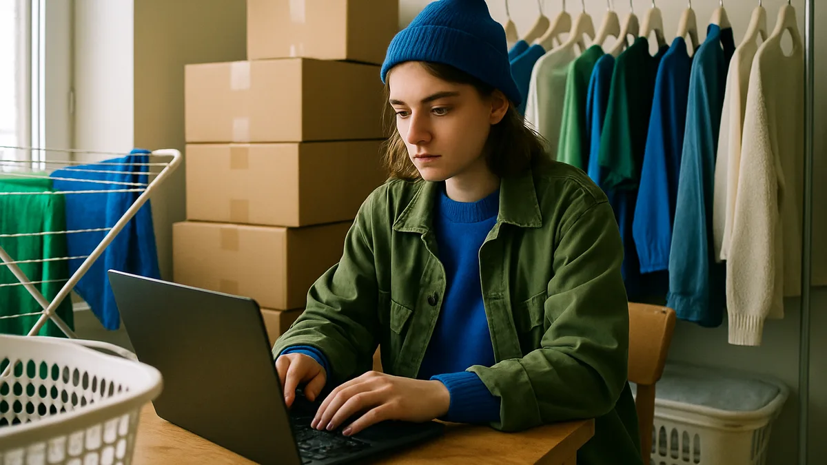 commerçant se connectant à son espace professionnel d'envoi de colis